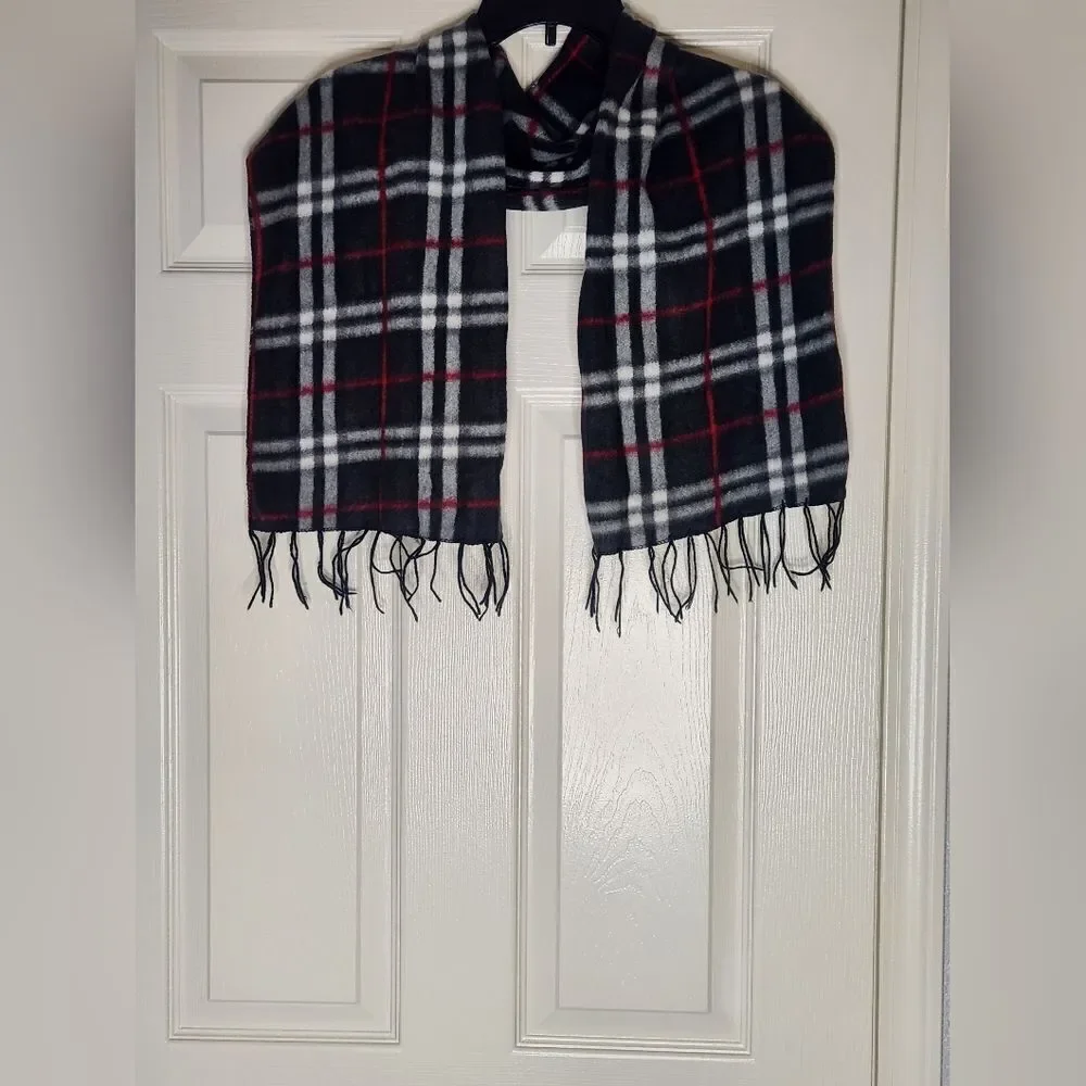 Royal Rossi Checkered 100% CASHMERE Black Gray Red White 49